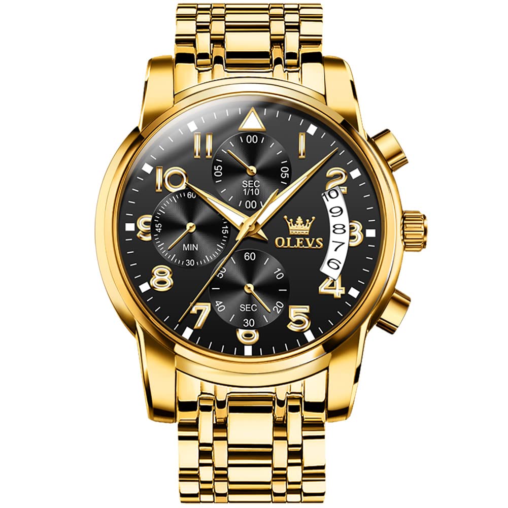 OLEVS Uhren Herren, Edelstahl Analoger Quarzuhr, Multifunktionale Diamanten Herrenuhren, Klassisches Luxuskleid Herrenuhr