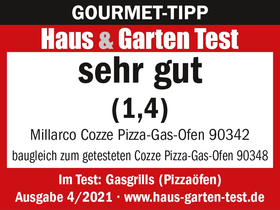 Cozze® 13" Gas-Pizzaofen für den Außenbereich mit Pizzastein und Regler, 5.0 kW 50 mbar – Perfekte Pizzen in nur 2 Minuten