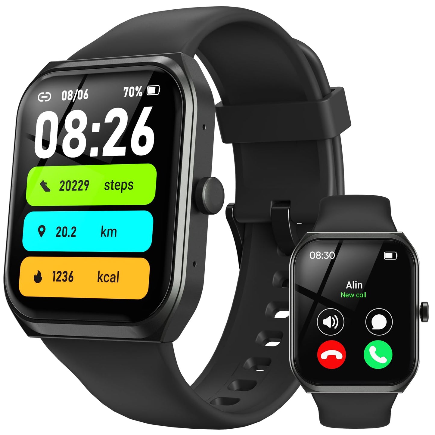 TUYOMA Smartwatch Herren mit Telefonfunktion - 1.91" Smart Watch IP68 Wasserdicht,24h Herzfrequenz, SpO2, Schlafmonitor,SchrittzäHler,112+ Sportarten,Spiele,Kompatibel mit Android IOS