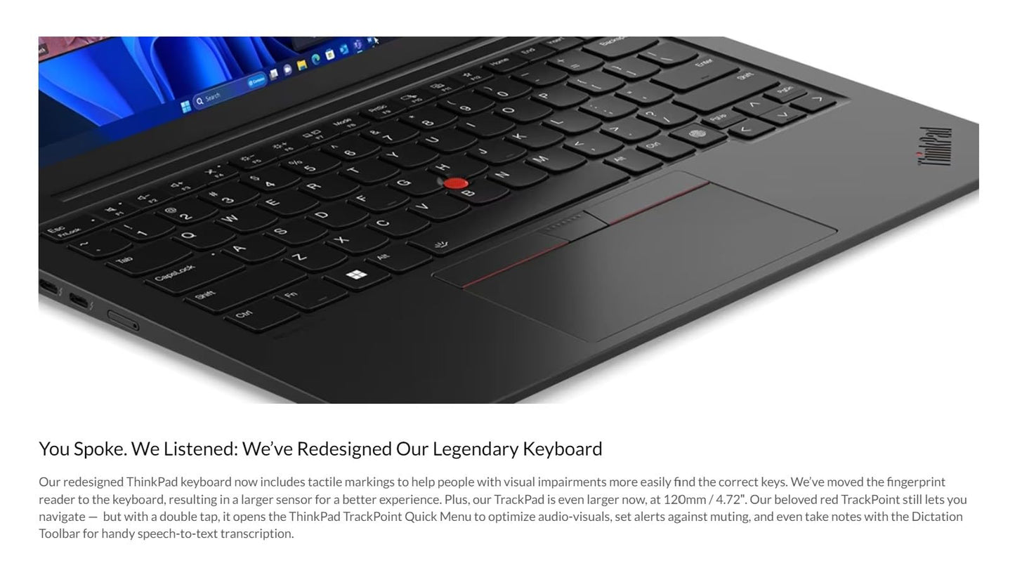 Lenovo ThinkPad X1 Carbon Gen 12 – 14" Touch, Intel Ultra 7 165U, 32GB RAM, 1TB SSD