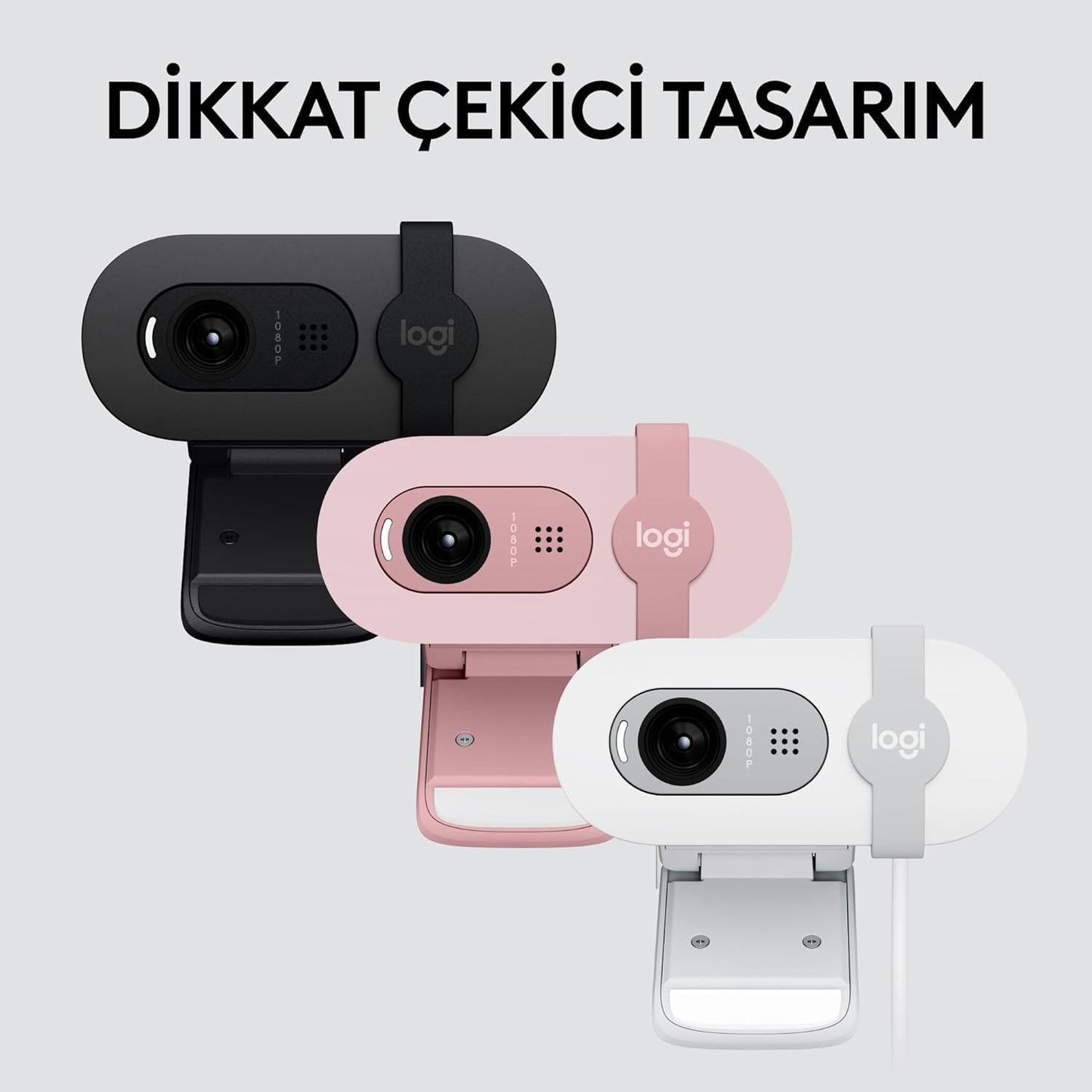 Logitech Brio 100 Full HD-Webcam für Meetings und Streaming, Auto-Lichtausgleich, integriertes Mikrofon, Abdeckblende, USB-A, für Microsoft Teams, Google Meet, Zoom und mehr - Graphit