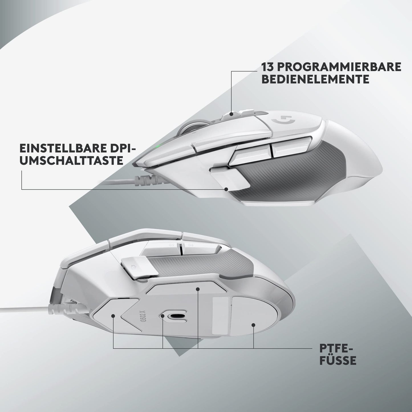 Logitech G502 X Kabelgebundene Gaming-Maus - LIGHTFORCE Hybrid optisch-mechanische Primärschalter, HERO 25K Gaming-Sensor, Kompatibel PC - macOS/Windows - Schwarz
