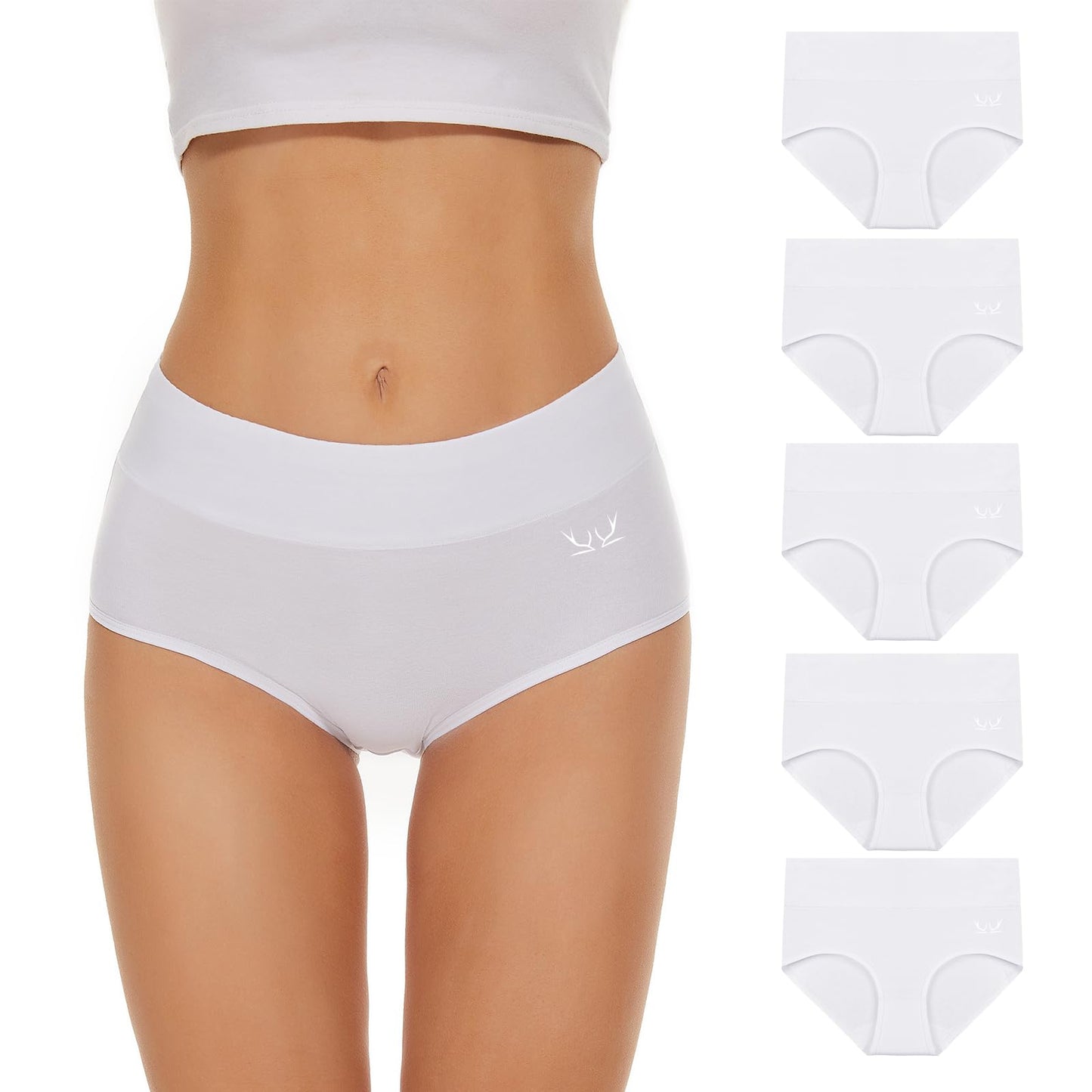 TANSTC Women’s Underwear 5-Pack High Waist Stretch Cotton Panties