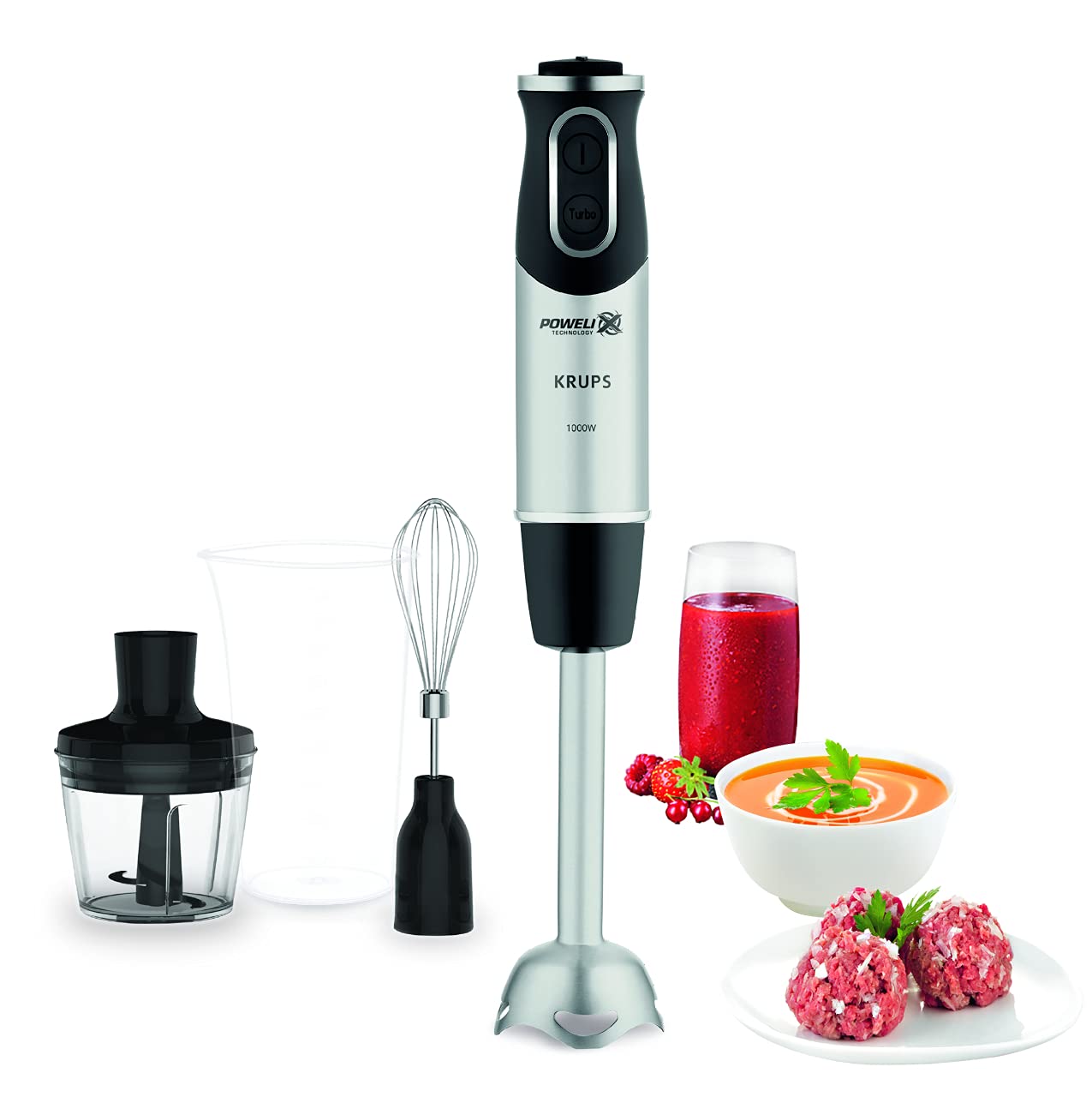 Krups Steffen Henssler Special Edition HZ656815 Stabmixer, 1000, Edelstahl, 800 milliliters, Schwarz/Silber