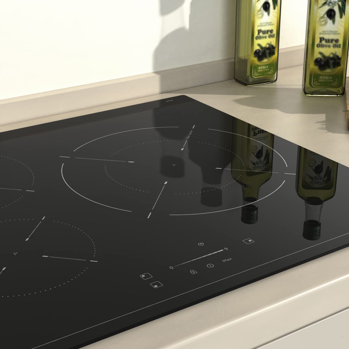 Hermitlux ceramic hob,Built-in 29 cm black glass ceramic electric hob,9 power levels,Sensor touch control, child lock, 1-99 minute timer,Suitable for all pots and pans