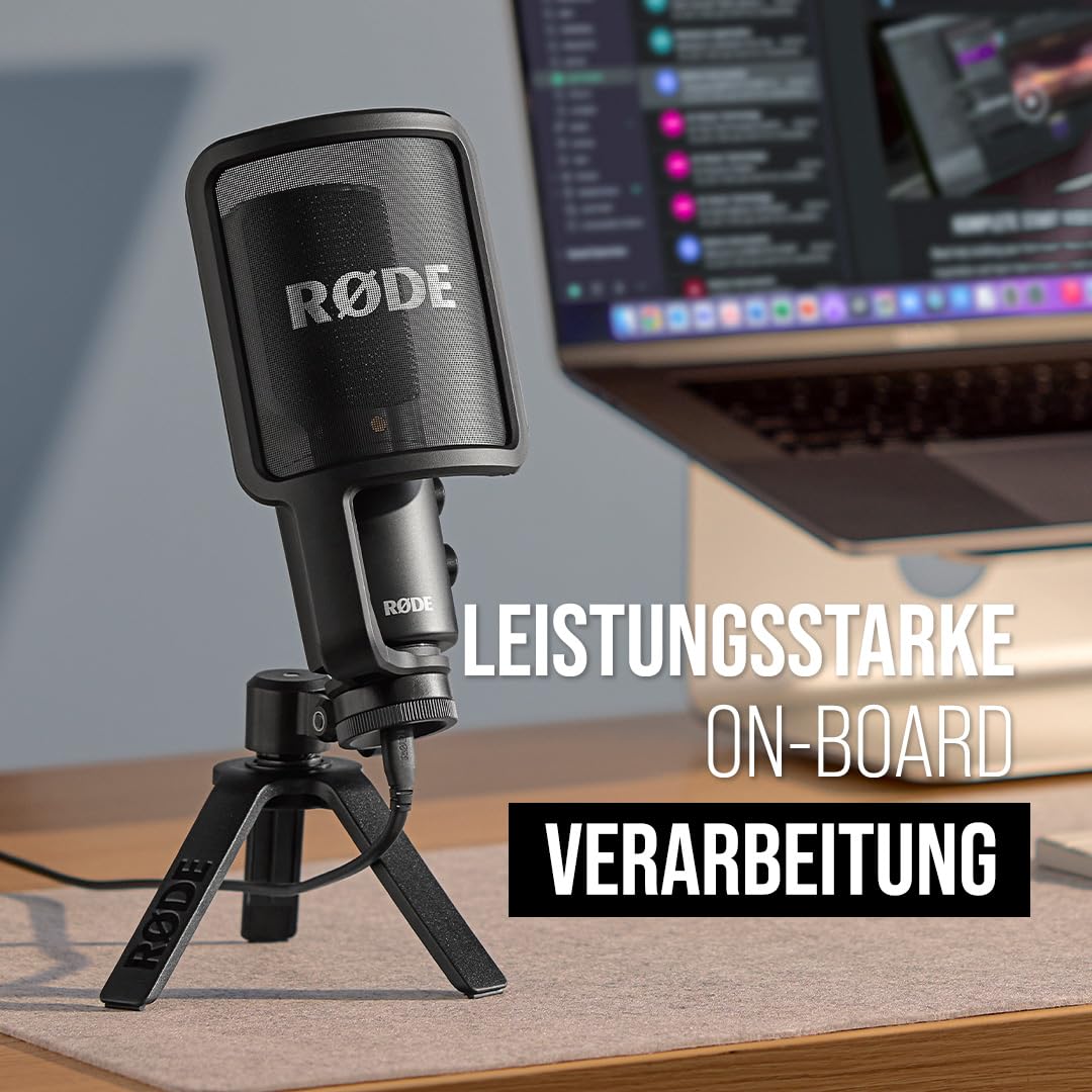 RØDE NT-USB+ Professionelles USB-Mikrofon für Profi-Audioaufnahmen direkt auf dem Computer oder Mobilgerät, schwarz