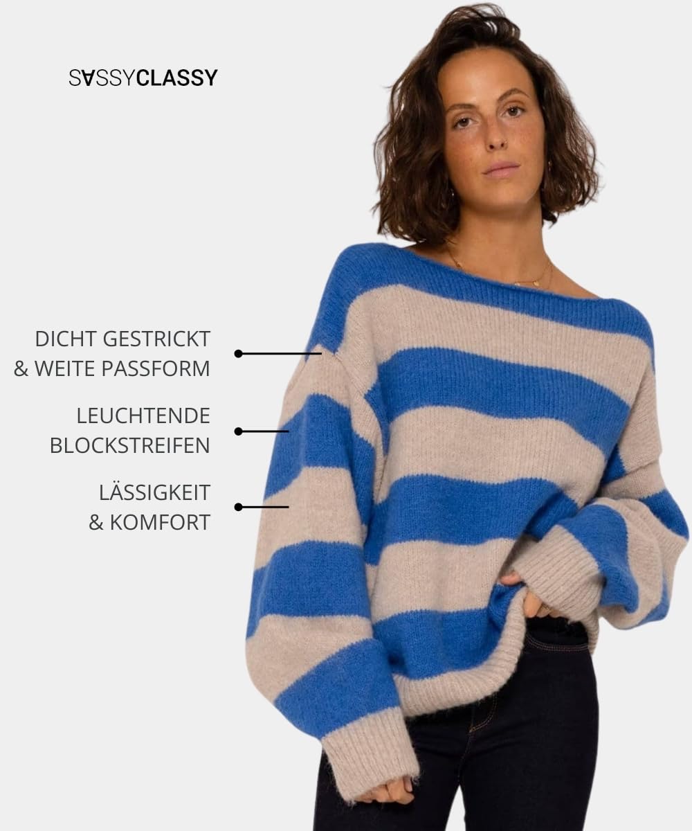 SASSYCLASSY Women’s Striped Oversize Sweater