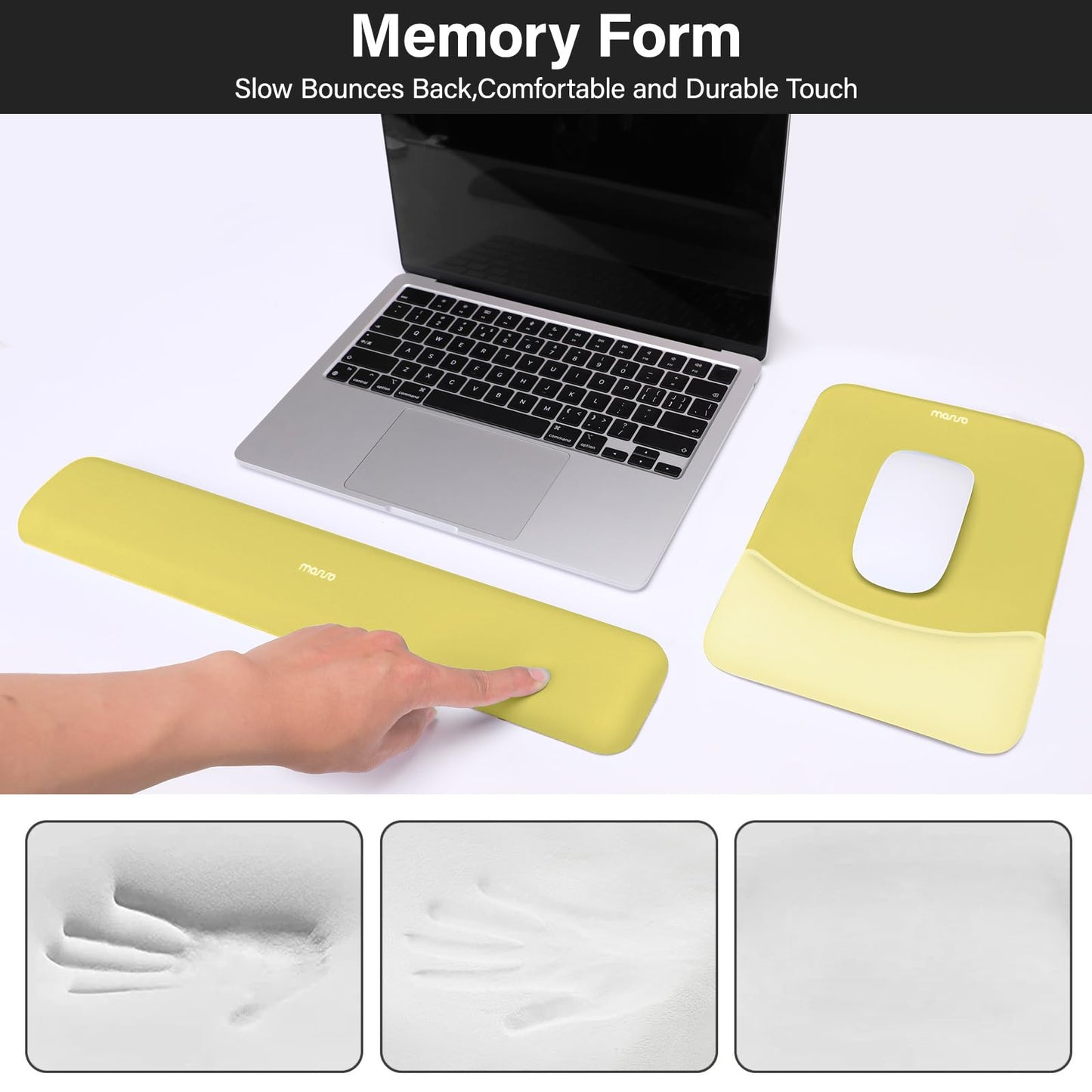 MOSISO Handgelenkstütze für Mauspad&Tastatur Set, Rechteckig Ergonomisch Mauspad Rutschfest Basis Home/Büro Schmerzlinderung&Typing Kissen mit Neopren Cloth&Erhöht Gebogen Memory Schaum,Grün
