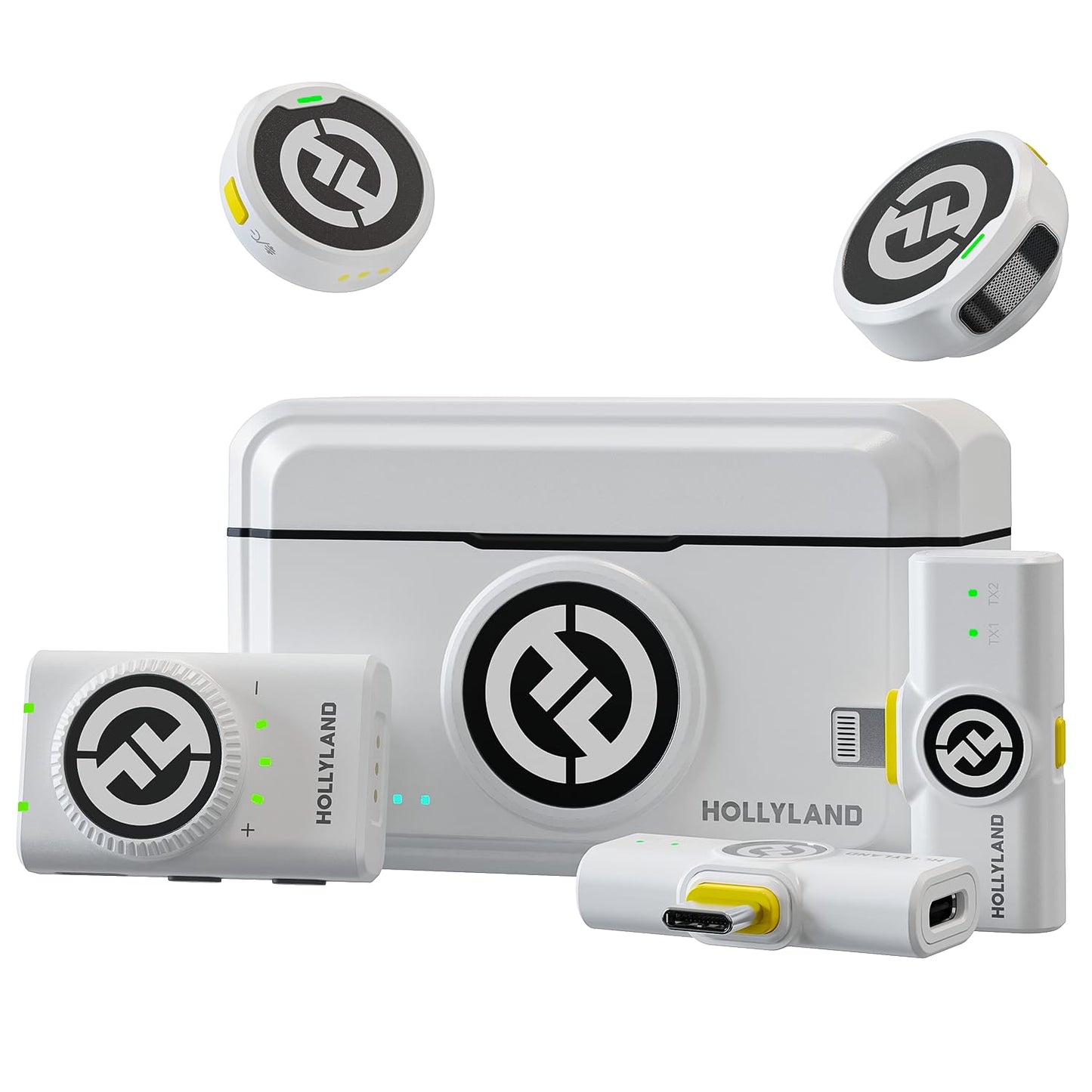 Hollyland Lark M2 Wireless Lavalier Mikrofon (2TX+1RX) für Kamera, iPhone, Android, PC, 48kHz/24 bit Hi-Fi Audio 40H Dauer 300m Reichweite, ENC Antischall Ansteckmikrofon kabellos für Vlog YouTube