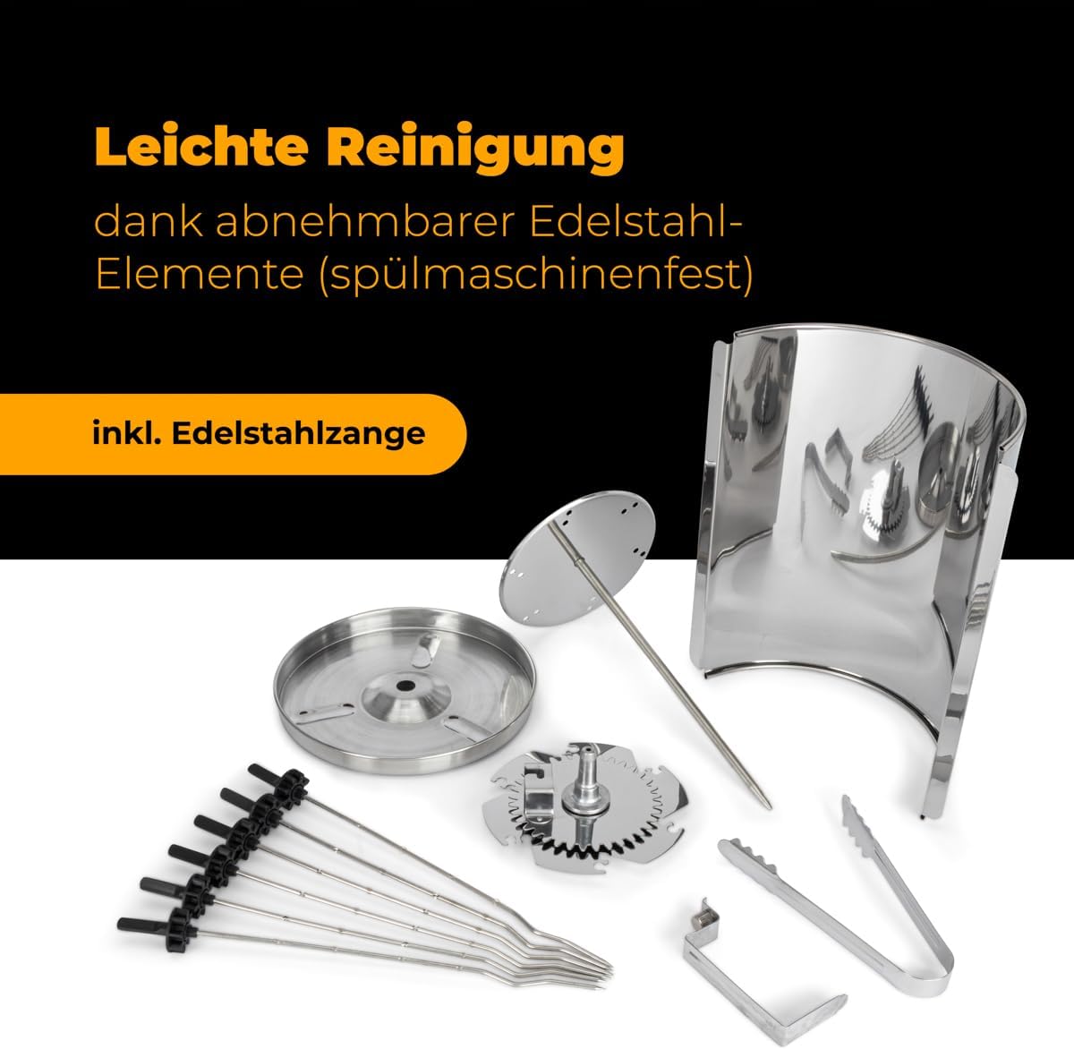Clatronic® Döner-Vertikal-Multigrill | Multigrill Perfekt für Gyros, Kebab & mehr | Gyrosgrill für Fettfreies Grillen zuhause | Dönergrill Inkl. Drehspieß & 6 Fleischspieße | DVG 3686