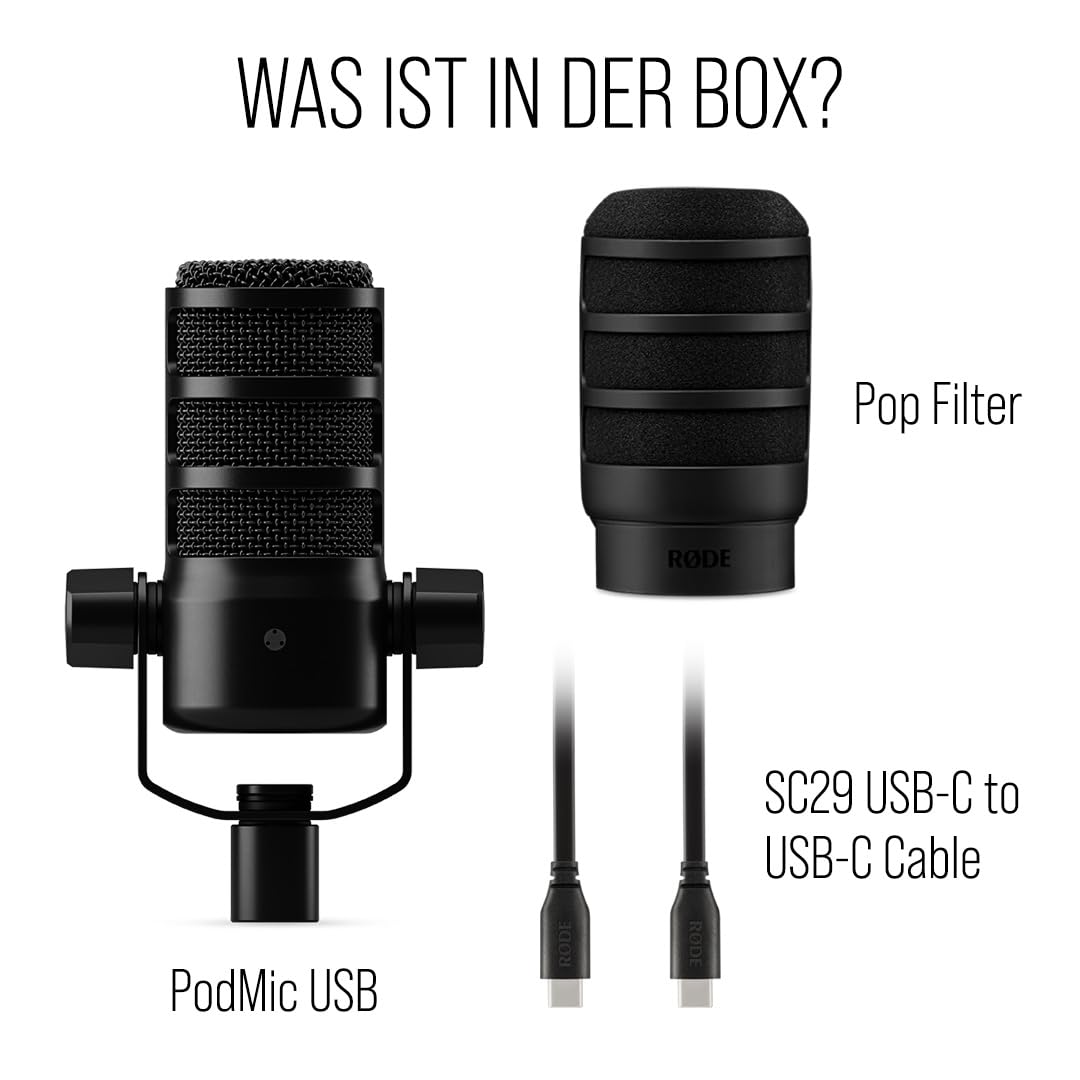RØDE NT-USB+ Professionelles USB-Mikrofon für Profi-Audioaufnahmen direkt auf dem Computer oder Mobilgerät, schwarz