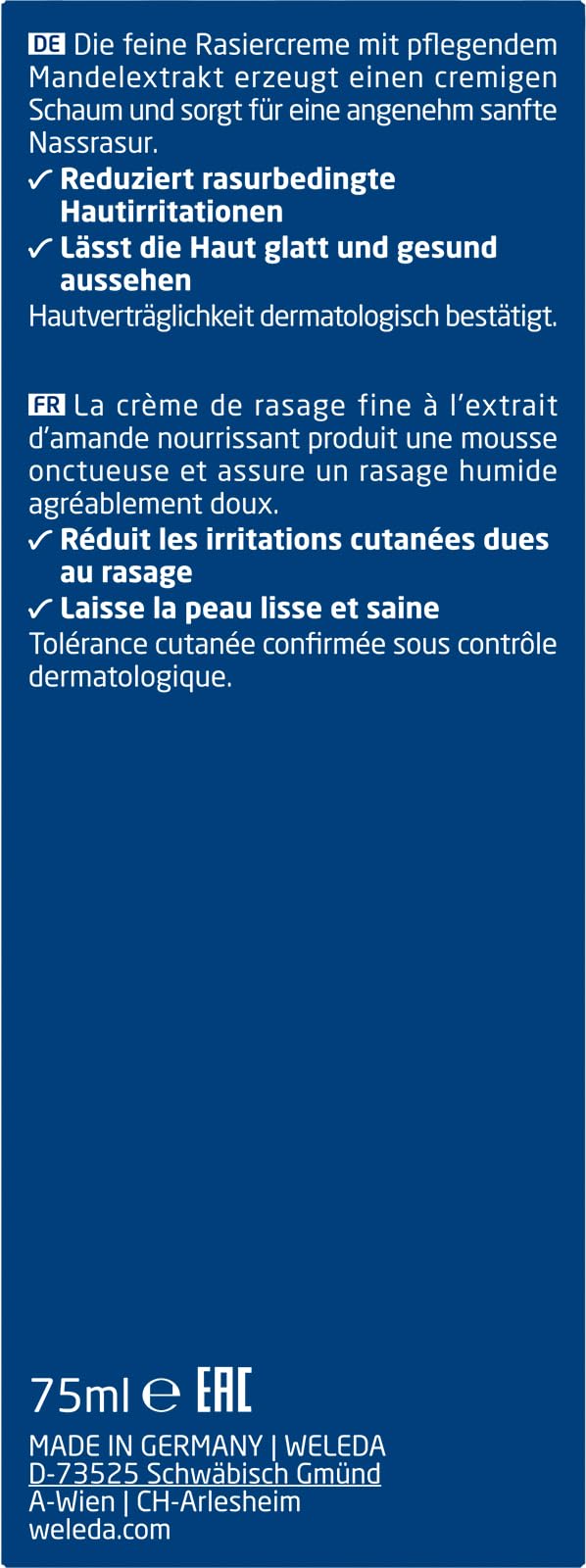 WELEDA Bio FOR MEN Rasiercreme, Naturkosmetik Rasierschaum für die Pflege und den Schutz der Haut bei Nassrasuren, sanfter Schaum für eine schonende Rasur für Männer (1 x 75 ml)