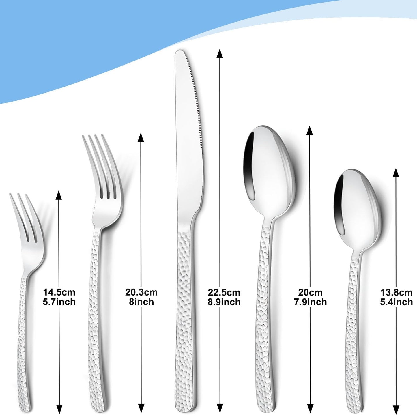 BEWOS Besteck Set für 6 Personen, 30 teilig Essbesteck Set inkl. Messer, Gabel, Löffel, Besteck Edelstahl Spiegelpoliert, Spülmaschinenfest
