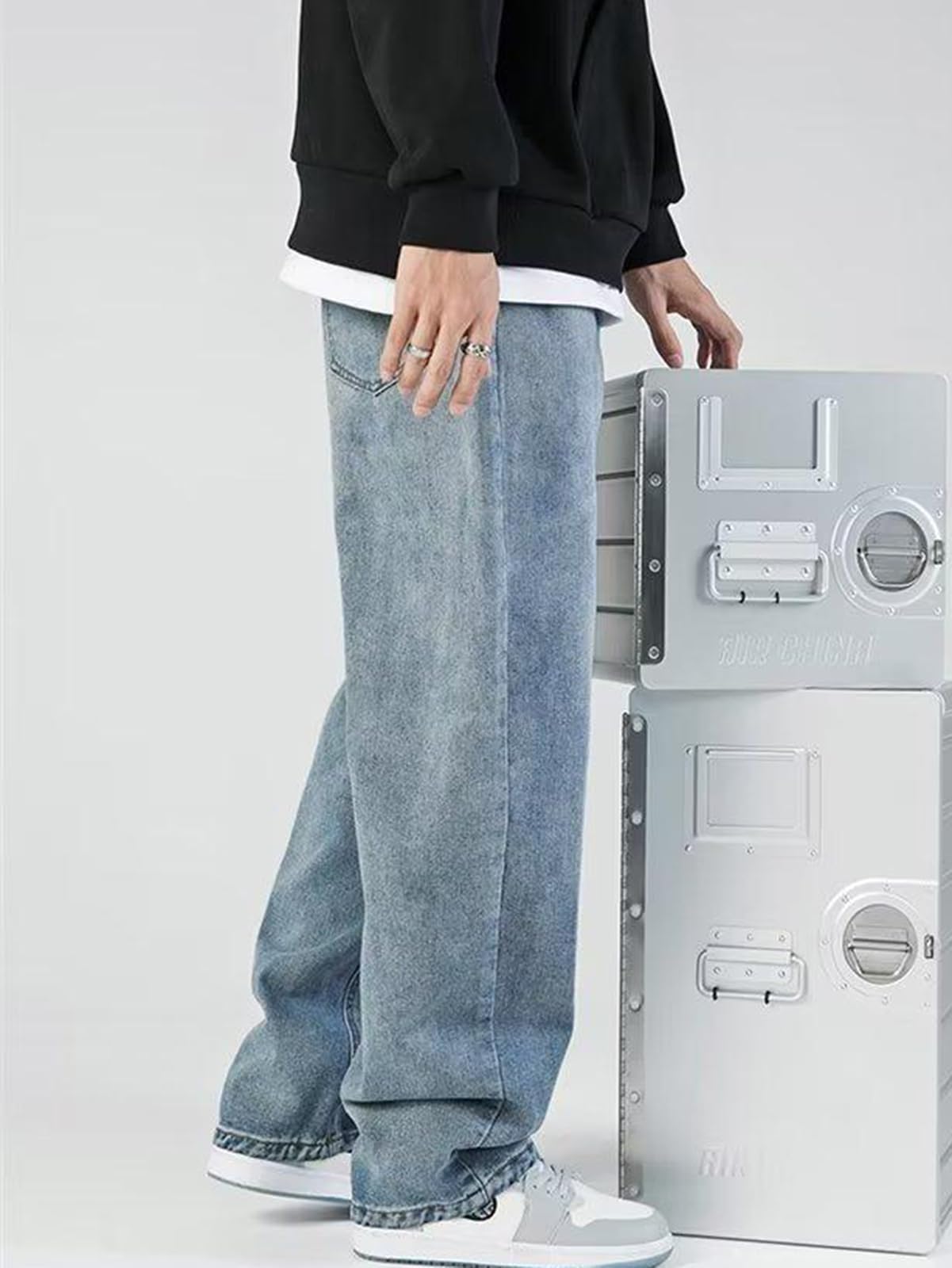 Men’s Baggy Y2K Jeans – Vintage Straight Leg Denim Pants