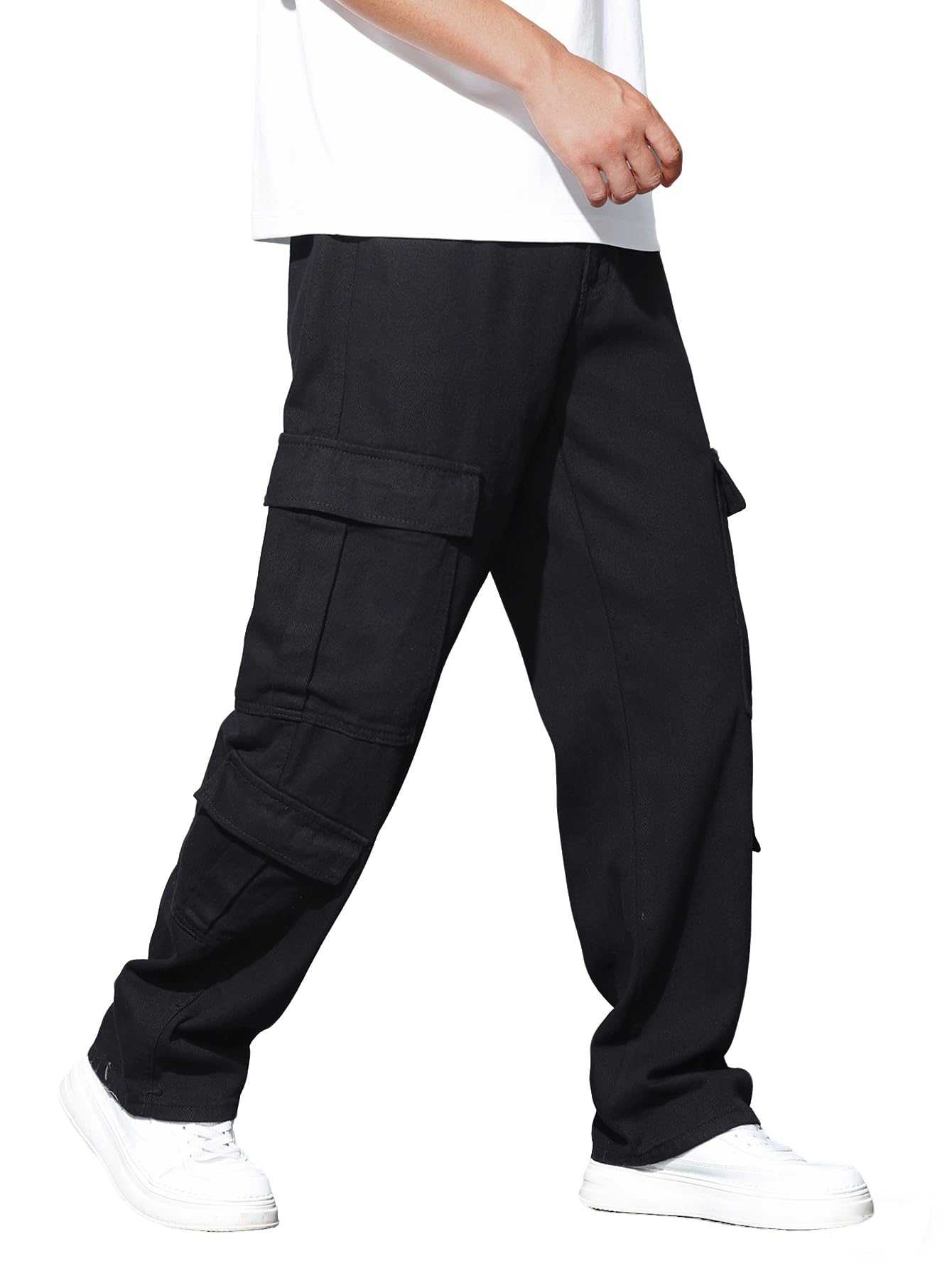 Men’s Casual Streetwear Baggy Cargo Jeans with Pockets