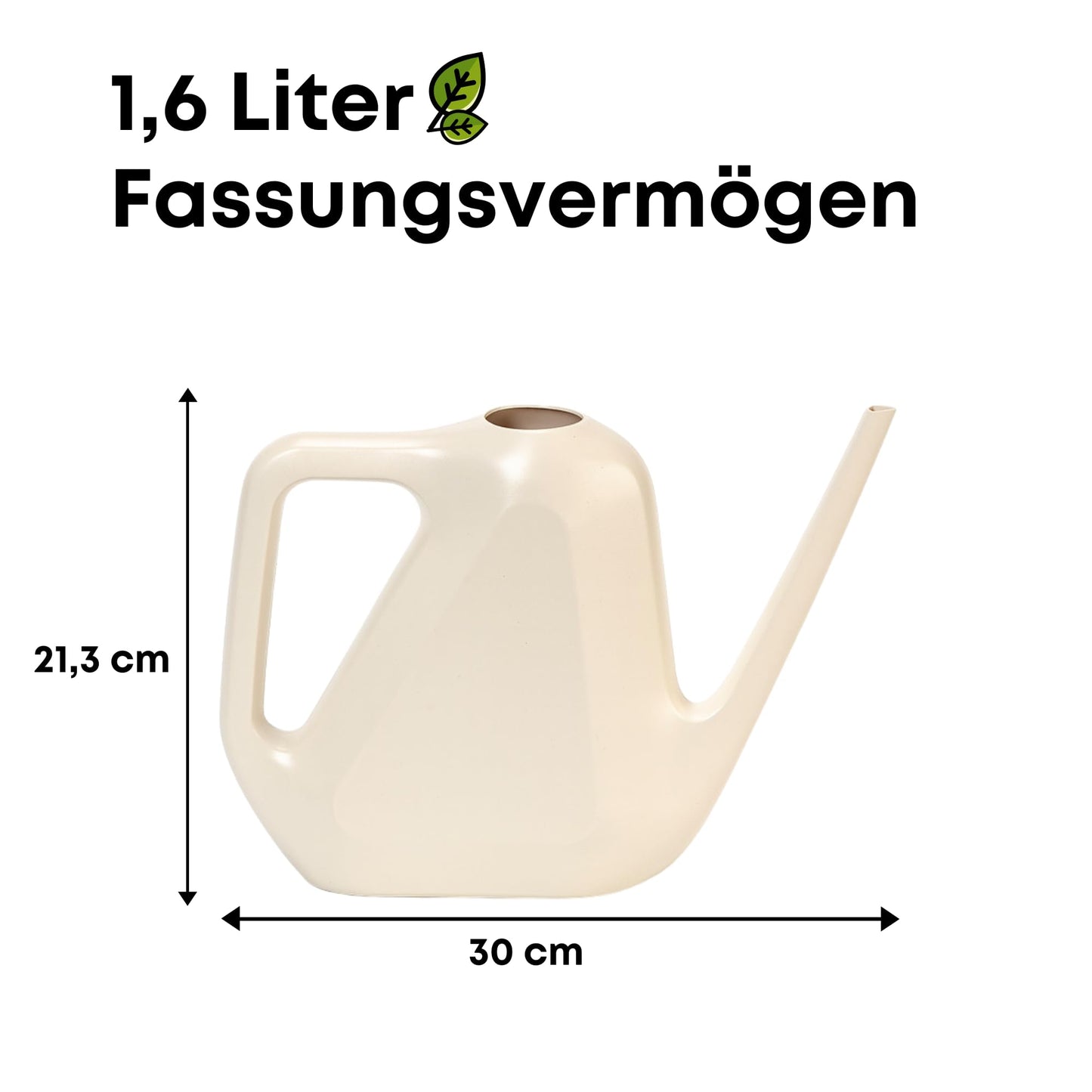 Plastia Gießkanne Klein für den Zimmerpflanzen 1,6 L - Blumengießkanne aus Recyceltem Kunststoff - Giesskanne mit Langem Ausgießer für Einfache Bewässerung, Grün