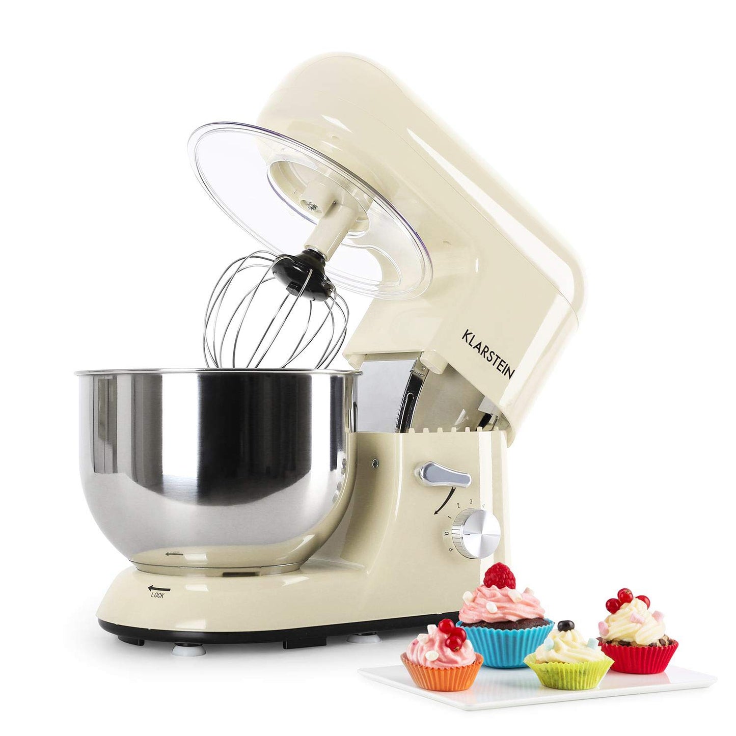 Klarstein Küchenmaschine, Knetmaschine mit 5L Schüssel, 1800W Profi Küchenmaschine mit Knethaken und Schneebesen, Universal Küchenmaschine mit 6 Stufen, Teigmaschine zum Rühren, Kneten und Aufschlagen
