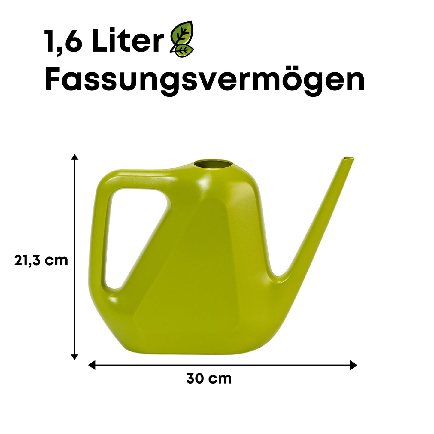 Plastia Gießkanne Klein für den Zimmerpflanzen 1,6 L - Blumengießkanne aus Recyceltem Kunststoff - Giesskanne mit Langem Ausgießer für Einfache Bewässerung, Grün