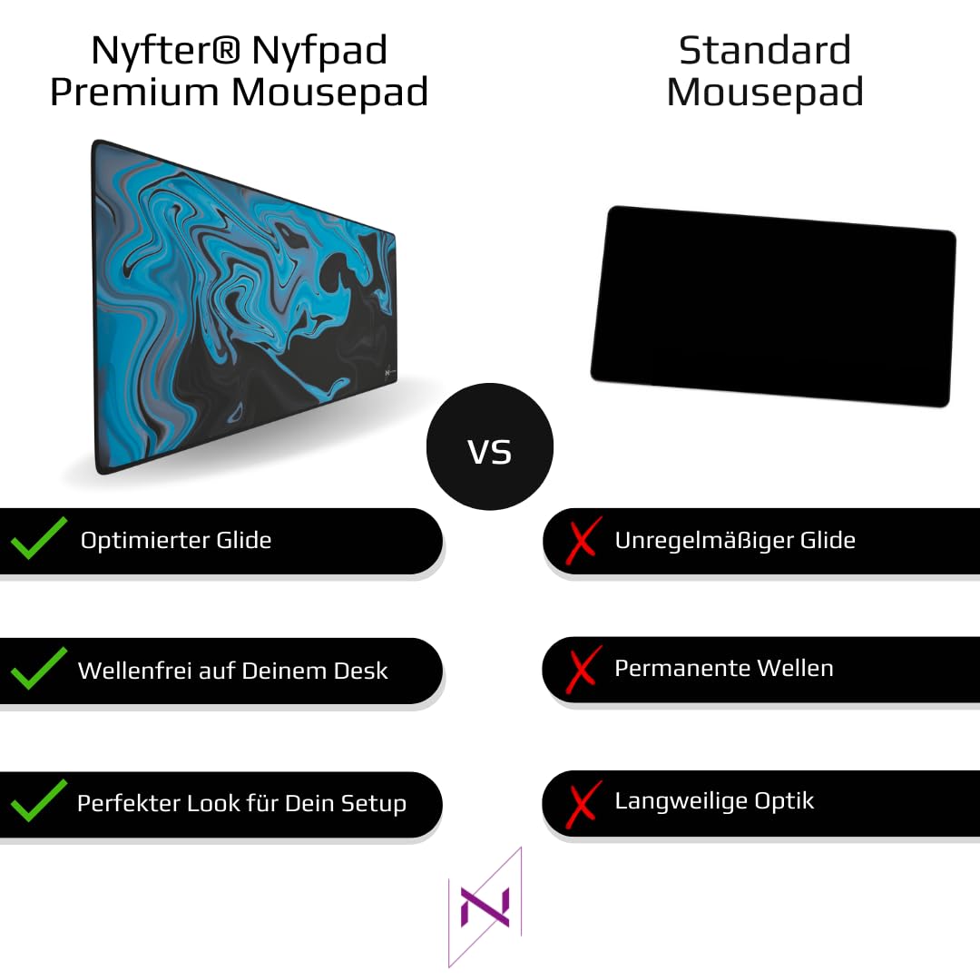 Nyfter - Liquid Gaming Mousepad 1200x600x3mm 3XL mauspad Gaming Premium Mauspad XXXL Wasserabweisend für Pro-Gamer