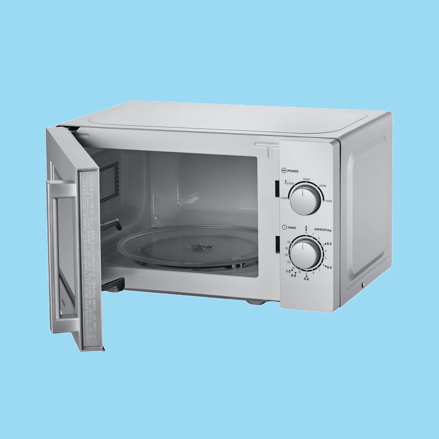 Comfee CMSN 20 wh Mikrowelle / Solo-Mikrowelle mit 5 Leistungsstufen/ Innenbeleuchtung/ easy Defrost/360°Drehteller / Zwei Drehregler/20L/700W/ Weiß, Mechanisch