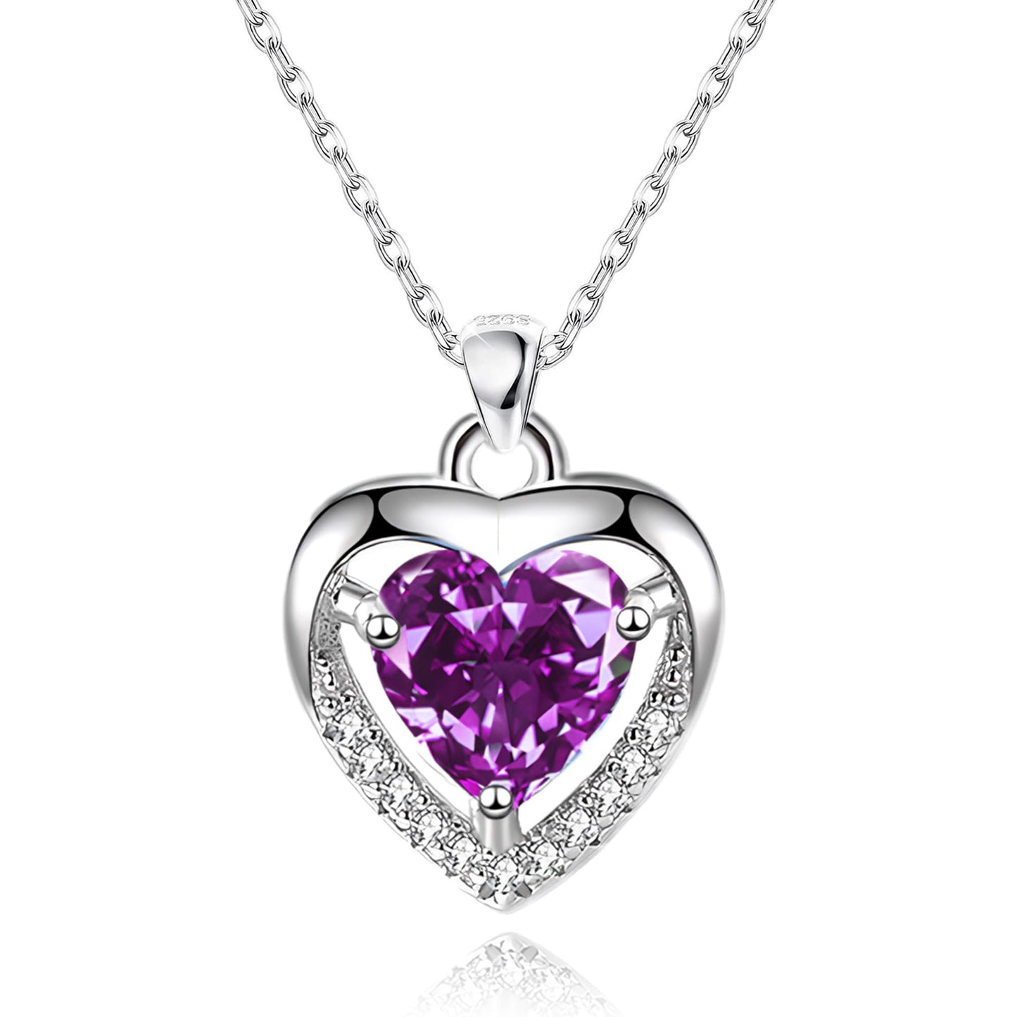 EXGOX Sterling Silver Heart Pendant Necklace