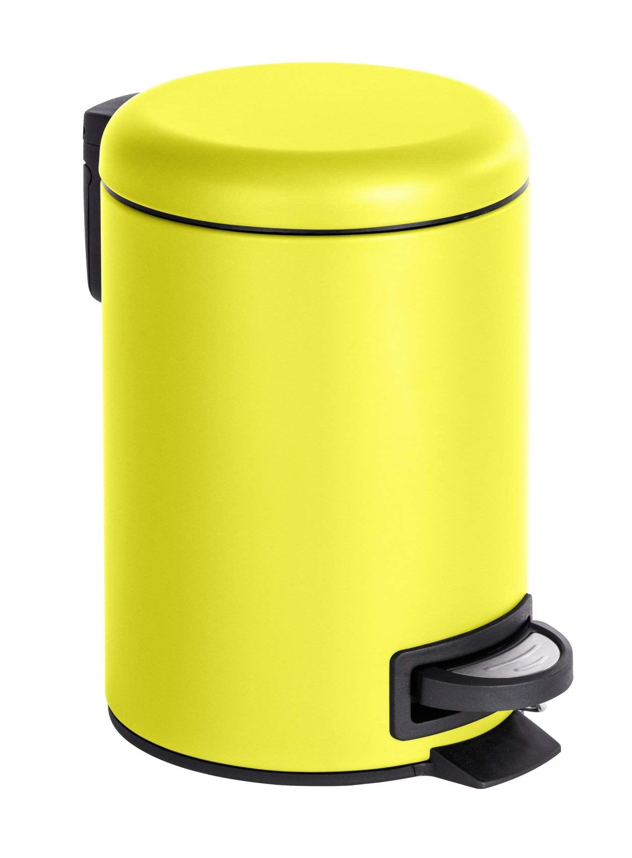WENKO Treteimer Mod. Leman 3 Liter mit herausnehmbarem Einsatz aus lackiertem Stahl ideal für Badezimmer oder Küche 17 x 25 x 22,5 cm Schwarz matt