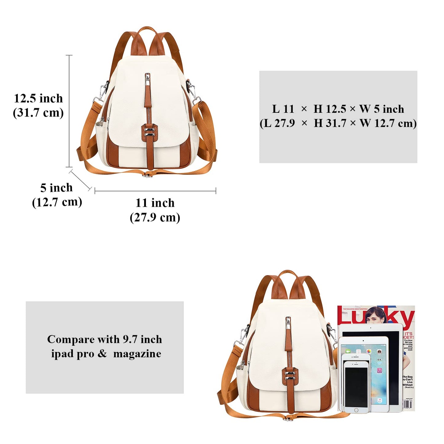 ALTOSY Genuine Leather Backpack Purse for Women