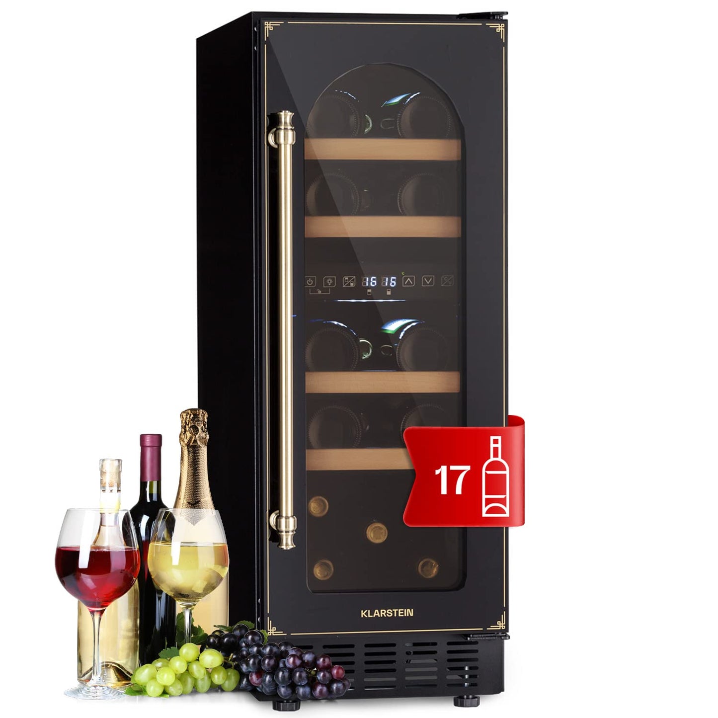 Klarstein built-in wine refrigerator, 2 zone drinks refrigerator small, small wine cabinet 306L, small wine refrigerator with glass door, indoor/outdoor bottle refrigerator, wine fridge 116 bottles