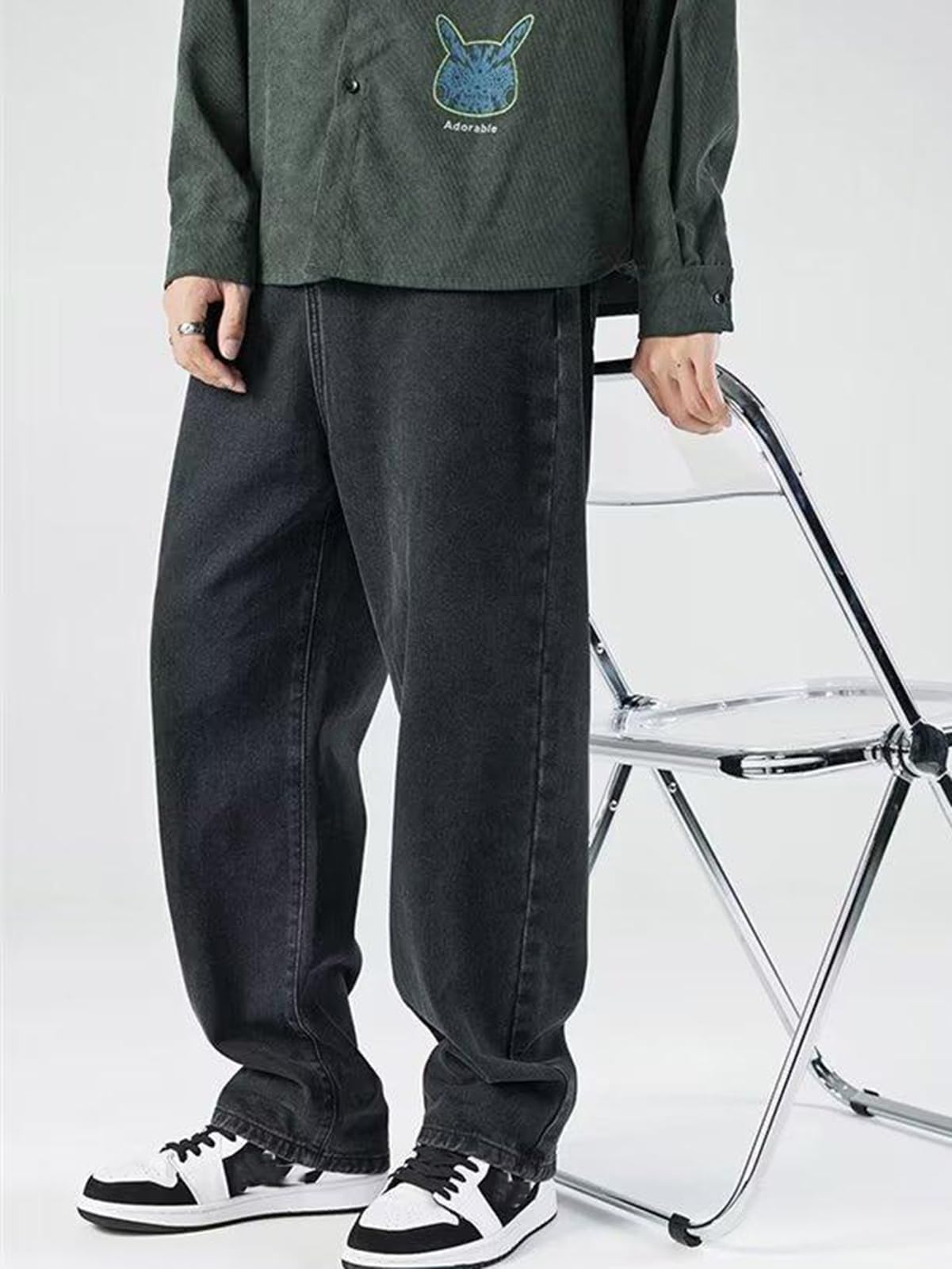 Men’s Baggy Y2K Jeans – Vintage Straight Leg Denim Pants