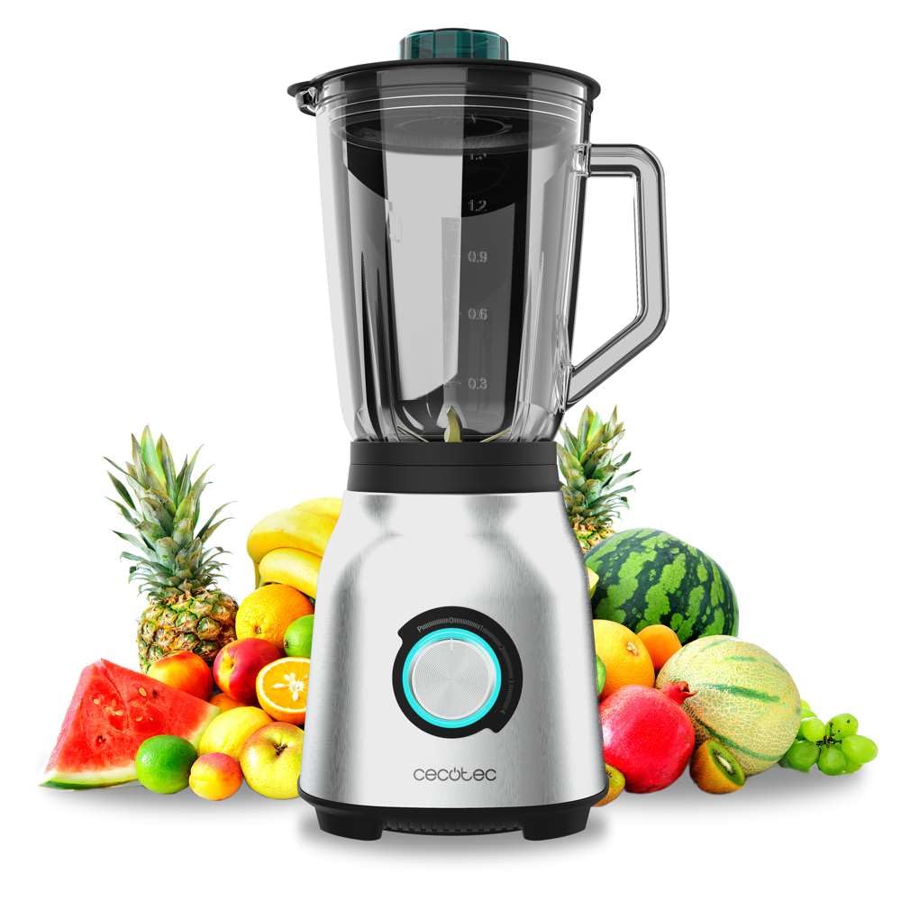 Cecotec Standmixer Power Black Titanium 1800MAX Blend It, 1800 W maximale Leistung, 5 Geschwindigkeiten, 6 Klingen aus Edelstahl, Ice-Crush-Funktion, Turbo- und Smoothie-Funktion, AutoClean-Funktion