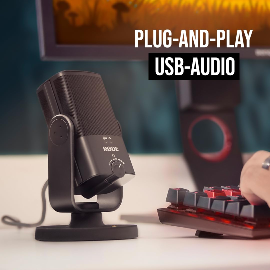RØDE NT-USB+ Professionelles USB-Mikrofon für Profi-Audioaufnahmen direkt auf dem Computer oder Mobilgerät, schwarz
