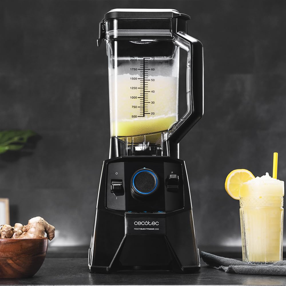 Cecotec Standmixer Power Black Titanium 1800MAX Blend It, 1800 W maximale Leistung, 5 Geschwindigkeiten, 6 Klingen aus Edelstahl, Ice-Crush-Funktion, Turbo- und Smoothie-Funktion, AutoClean-Funktion