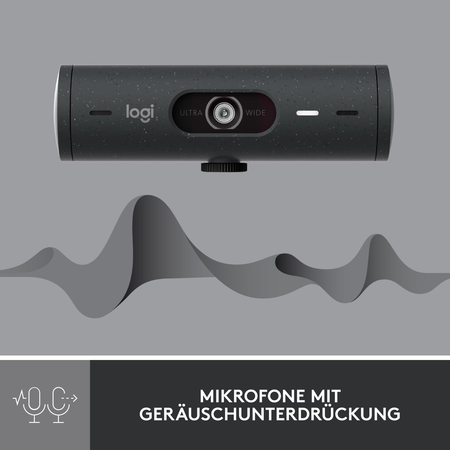 Logitech Brio 500 Full-HD-Webcam mit Auto-Lichtkorrektur, Zeigemodus, Doppelmikrofon + Rauschunterdrückung, Webcam-Abdeckung, für Microsoft Teams, Google Meet, Zoom, USB-C-Kabel - Graphit