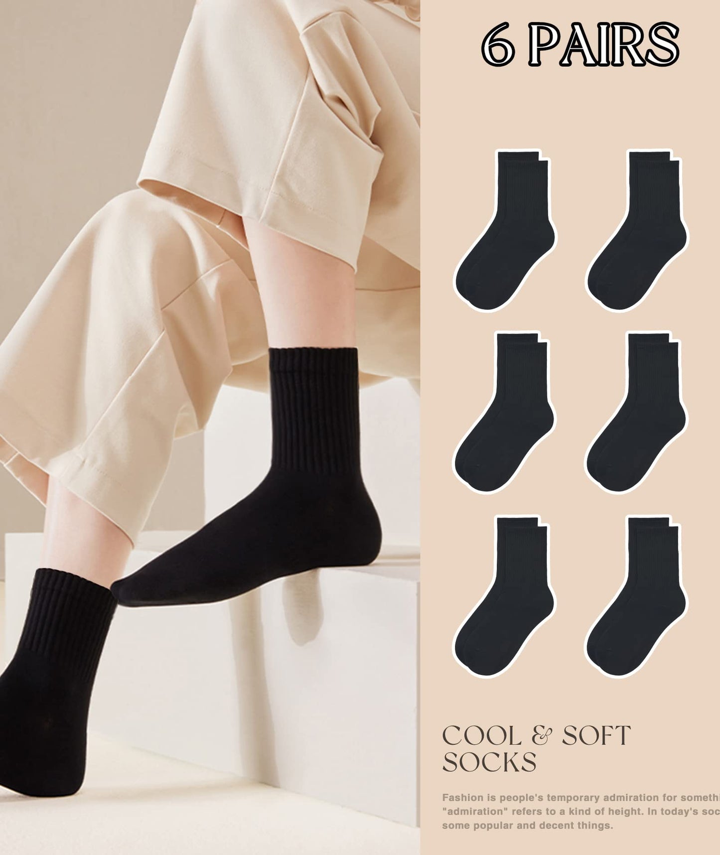 HAVE A TREE Women's Crew Socks – 3 to 6 Pack Lightweight Thin Casual Calf Socks