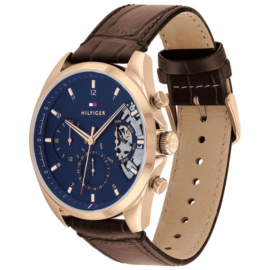 Tommy Hilfiger Multi Zifferblatt Quarz Uhr für Herren mit Silbernes Edelstahl-Mesh-Gliederarmband und Lederarmband