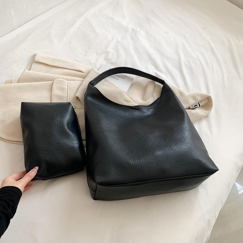 Large PU Leather Tote Bag – Women’s Soft Shoulder Handbag with Coin Purse