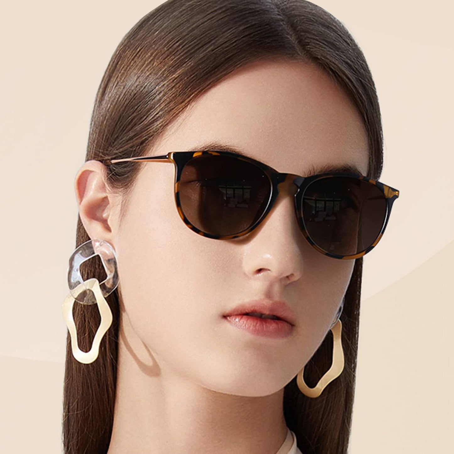 kunchu Sonnenbrille-Damen-Polarisierte-Sonnenbrille-Rund-UV400-im-Retro-Sonnenbrille-für-Damen & Herren Schutz Vintage