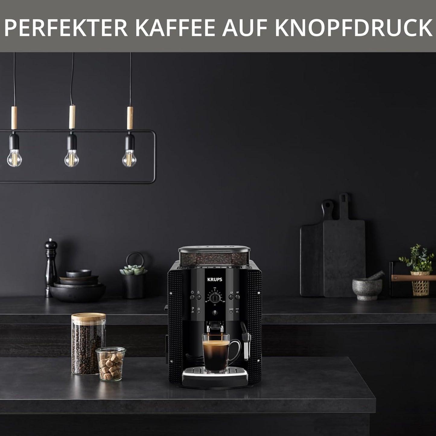 Krups EA8108 Espresso Kaffee Vollautomat mit CappuccinoPlus Milchdüse, schwarz