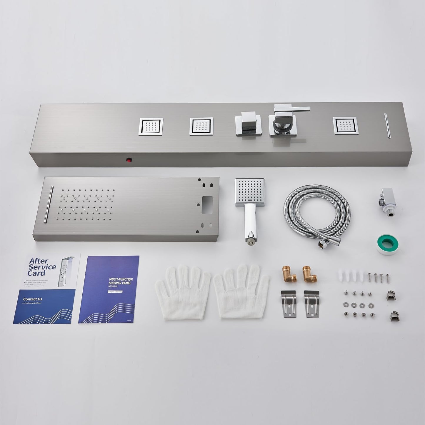 LED Duschpaneel mit Thermostat, OUGOO 6 Funktionen Duschpaneel mit Armatur, Regendusche, Wasserfalldusche, 2-Typ-Massagedüsen, Handbrause und Badewanneneinlauf, 304 Edelstahl, Schwarz