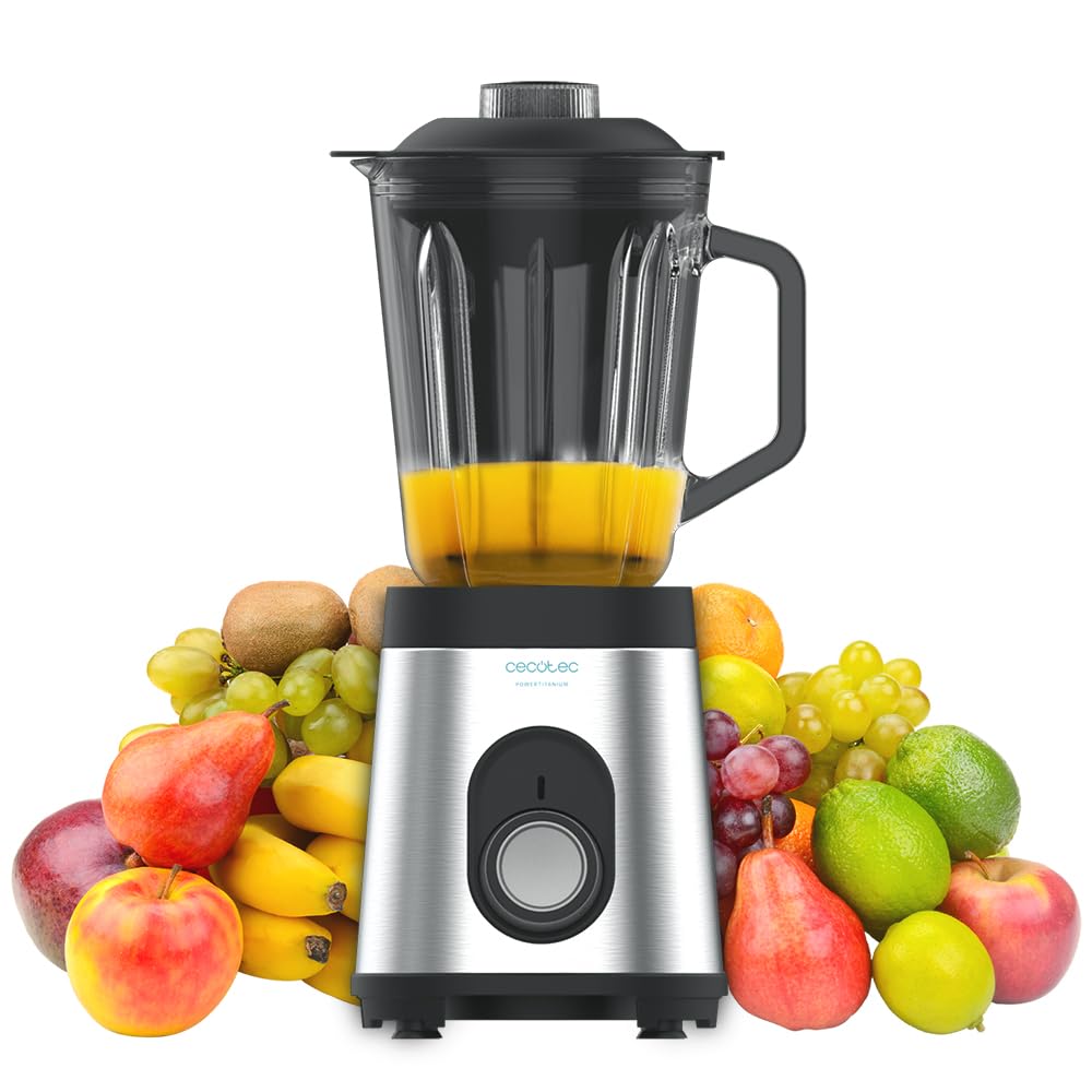 Cecotec Standmixer Power Black Titanium 1800MAX Blend It, 1800 W maximale Leistung, 5 Geschwindigkeiten, 6 Klingen aus Edelstahl, Ice-Crush-Funktion, Turbo- und Smoothie-Funktion, AutoClean-Funktion