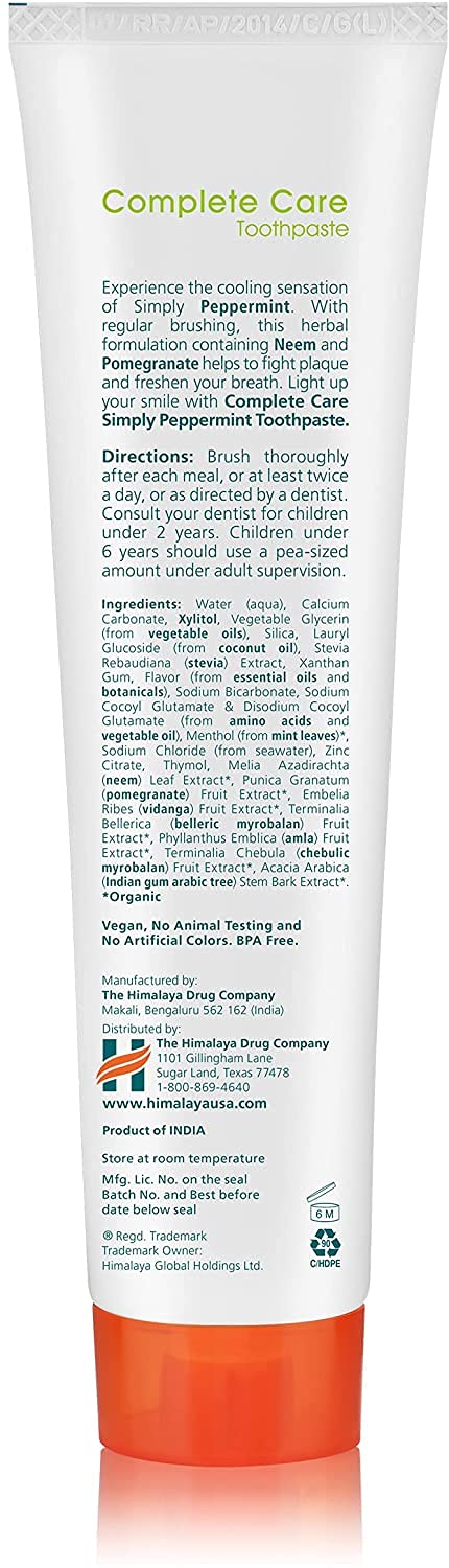 Himalaya Botanique Simply Mint Complete Care Toothpaste Refreshing Mint Flavour | Strong Teeth | Healthy Gums | Fresh Breath - 150g