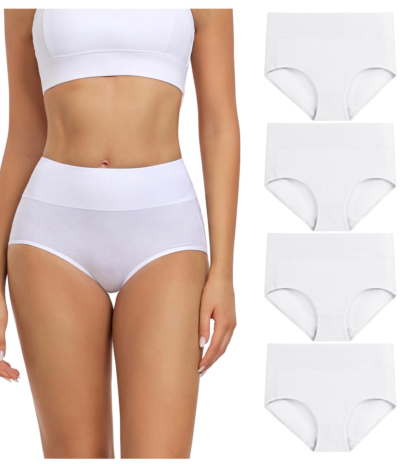 Wirarpa Women’s Cotton Underwear High Waist Briefs - Pack of 4
