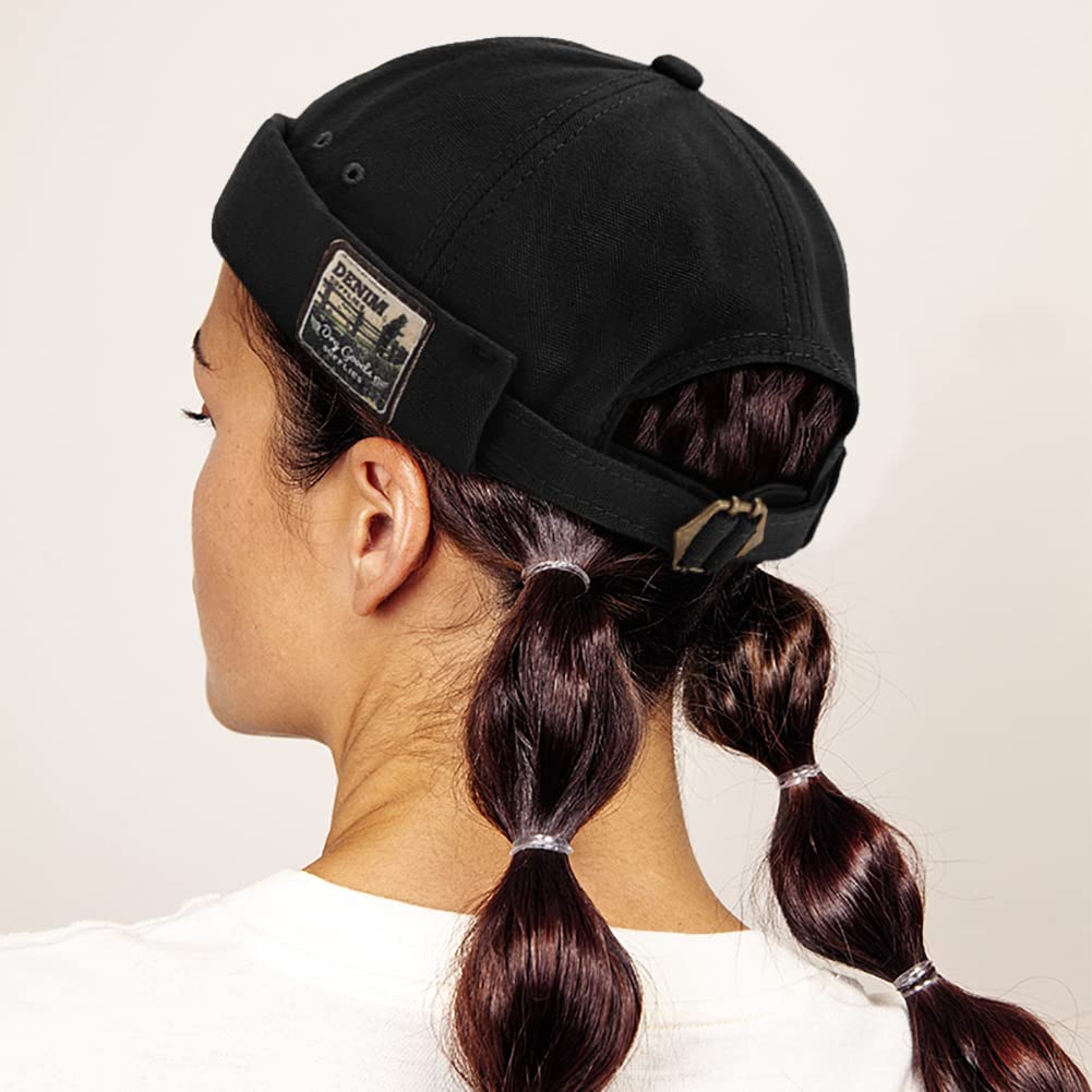 XYIYI Herren Dockermütze Brimless Hat Schädelkappe Arbeiter Matrosenmütze Gerollte Manschette Retro Beanie Mütze