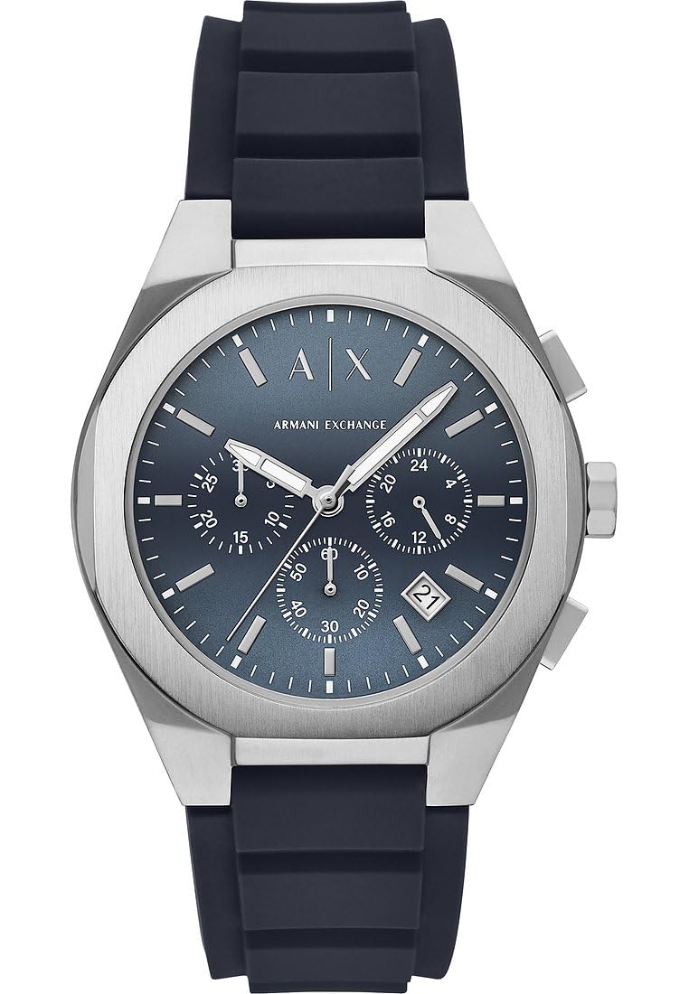 Armani Exchange Watch for Men, Chronograph Movement and 46mm Case Size with Stainless Steel, Leather or Silicone Strap