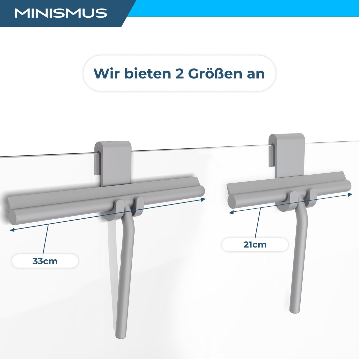 MINISMUS Fensterabzieher mit Aufhänger – Profi Abzieher Dusche - Duschabzieher – Schlierenfrei – Hochwertiger Silikon - Antirutsch (Schwarz)