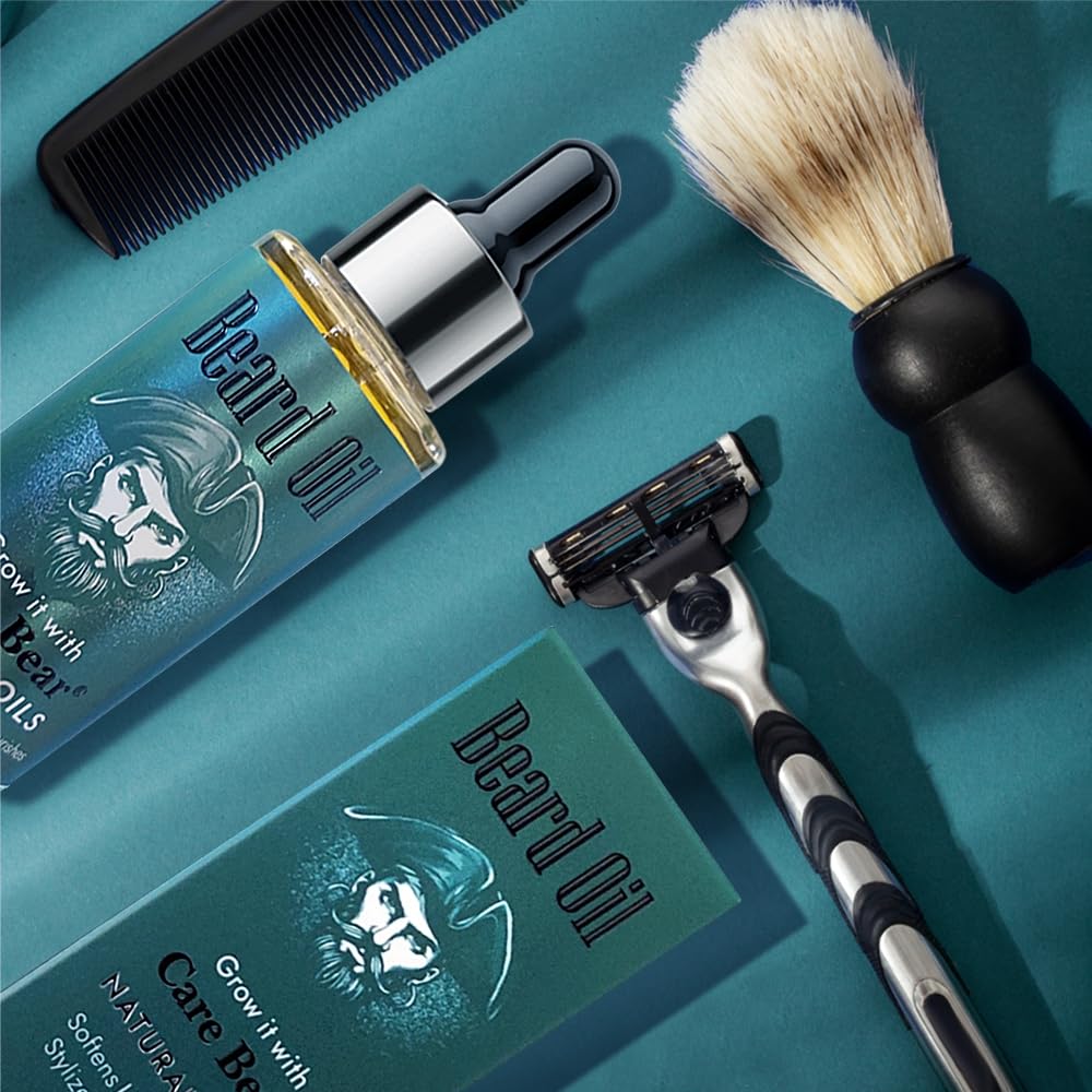 CareBear Grow It with Care Bartöl herren – Premiummischung aus 8 natürlichen Ölen für gesunden Bartwuchs 50ml; Pflegen und stärken Sie Ihren Bart