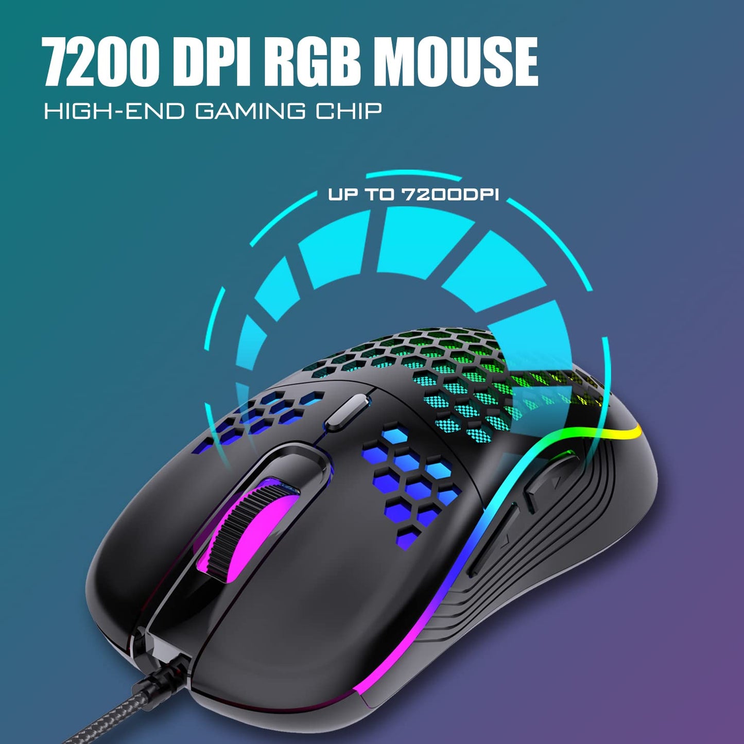 RedThunder 60% RGB Verkabelte Gaming Tastatur und Maus Set, Mini Gaming Tastatur, 62 Tastatur, DE Layout, Ultraleichte 7200 DPI Maus mit Wabenkonstruktion für PC MAC PS5 Xbox Gamer (Schwarz-Weiß)
