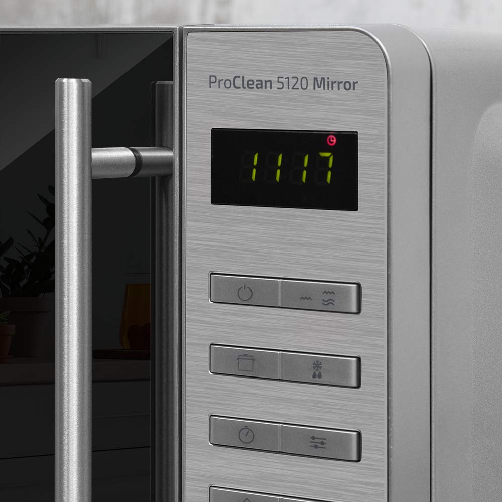 Cecotec Mikrowelle Pro Clean 5110 Inox. 700 W, Grill 800 W, 20 L, Ready 2 Clean, Beschichtung 3D Wave Frontspiegel, 8 Programme,60 Min Timer, LED, Edelstahl In Silber Schwarz