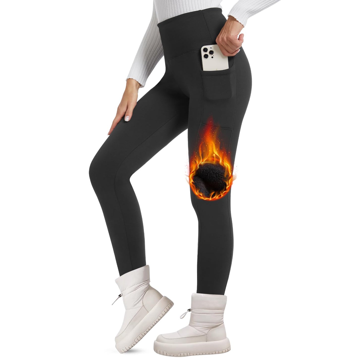 Thermo Leggings for Women – Winter High-Waisted Fleece Lined Sports Leggings
