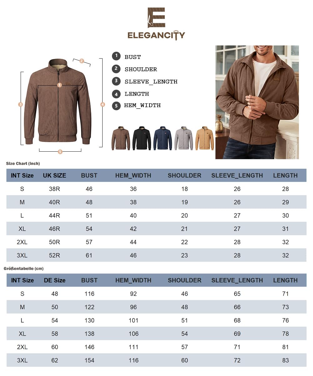Men’s Corduroy Jacket – Fleece-Lined Winter Coat